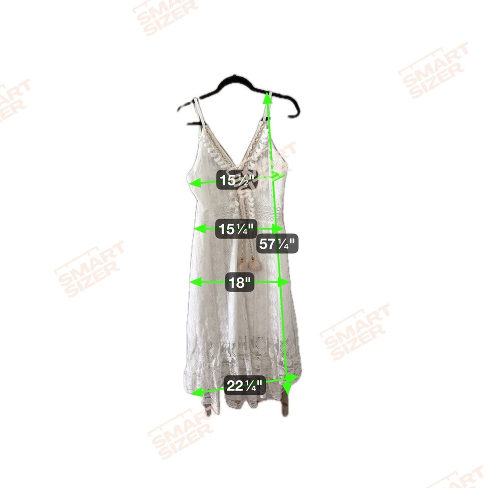 White Lace Dress with Braid and Pom Detail - Picture 6 of 6
